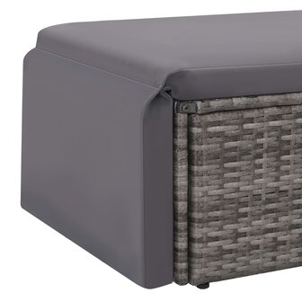 2-delige Loungeset met kussens poly rattan grijs