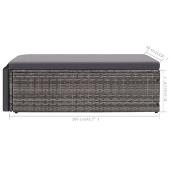 2-delige Loungeset met kussens poly rattan grijs