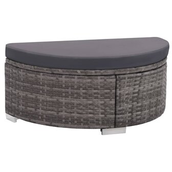 8-delige Loungeset met kussens poly rattan grijs