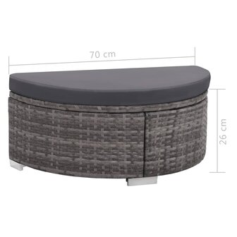 8-delige Loungeset met kussens poly rattan grijs