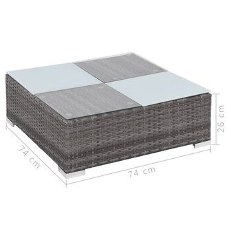 8-delige Loungeset met kussens poly rattan grijs