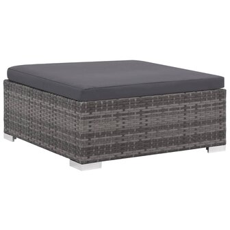 6-delige Loungeset met kussens poly rattan grijs