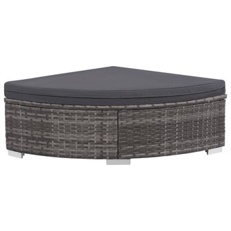 6-delige Loungeset met kussens poly rattan grijs