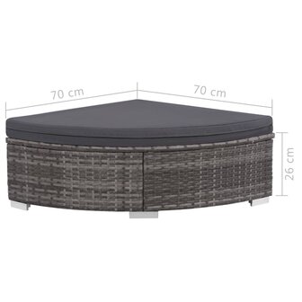 6-delige Loungeset met kussens poly rattan grijs