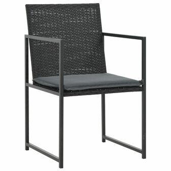 7-delige Tuinset met kussens poly rattan zwart