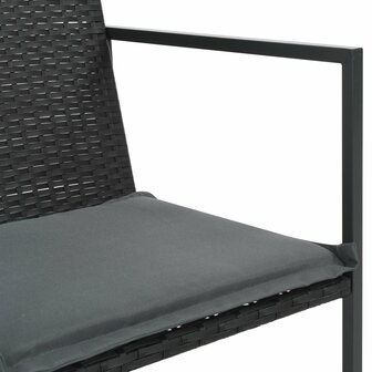 7-delige Tuinset met kussens poly rattan zwart