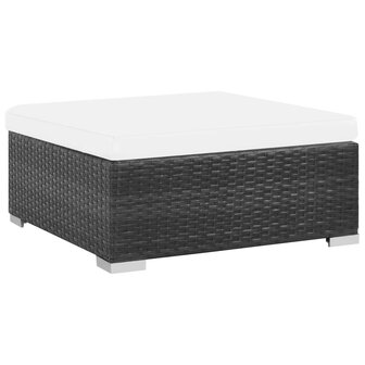 7-delige Loungeset met kussens poly rattan zwart