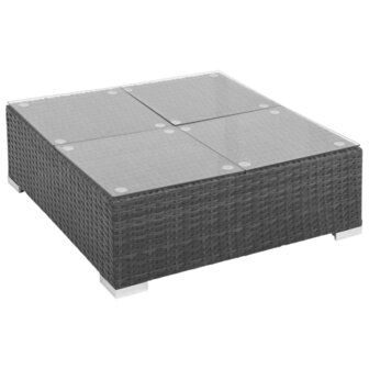 7-delige Loungeset met kussens poly rattan zwart