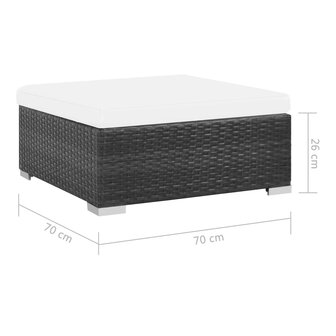 7-delige Loungeset met kussens poly rattan zwart