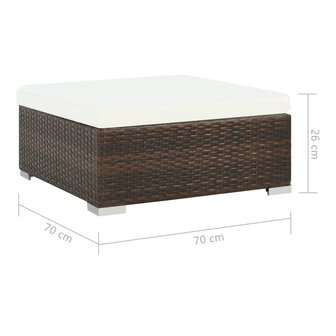 7-delige Loungeset met kussens poly rattan bruin