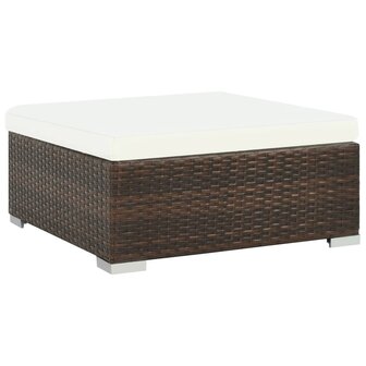 7-delige Loungeset met kussens poly rattan bruin
