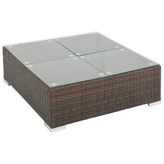 7-delige Loungeset met kussens poly rattan bruin