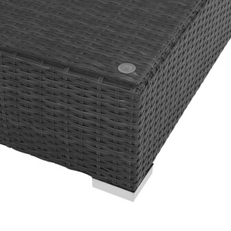 6-delige Loungeset met kussens poly rattan zwart