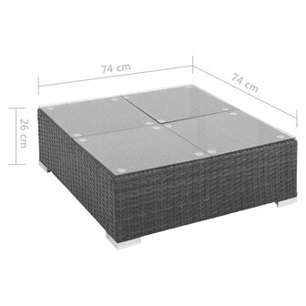 6-delige Loungeset met kussens poly rattan zwart