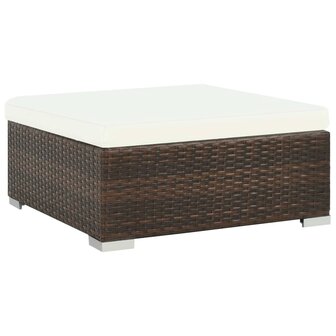 6-delige Loungeset met kussens poly rattan bruin