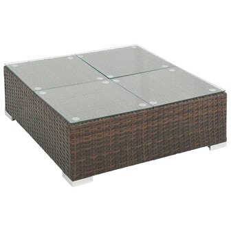 6-delige Loungeset met kussens poly rattan bruin