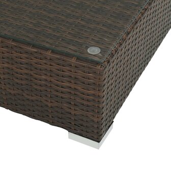 6-delige Loungeset met kussens poly rattan bruin