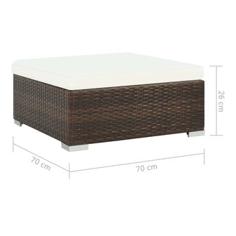 6-delige Loungeset met kussens poly rattan bruin