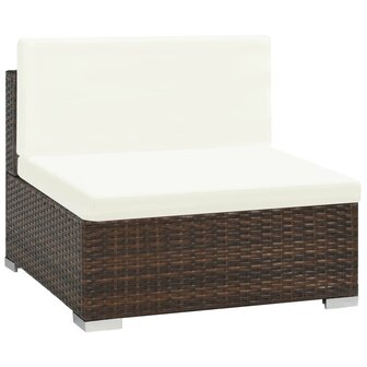 6-delige Loungeset met kussens poly rattan bruin