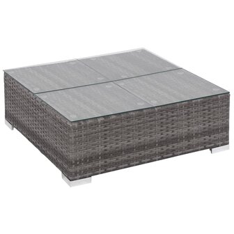 6-delige Loungeset met kussens poly rattan grijs