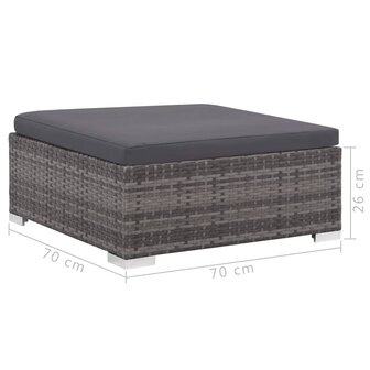 6-delige Loungeset met kussens poly rattan grijs