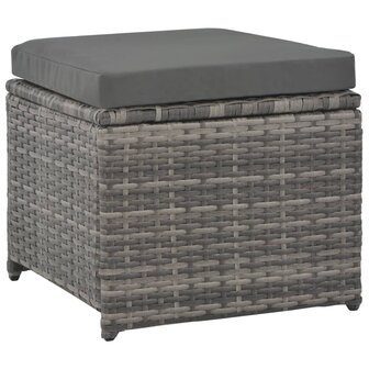7-delige Tuinset met kussens poly rattan grijs