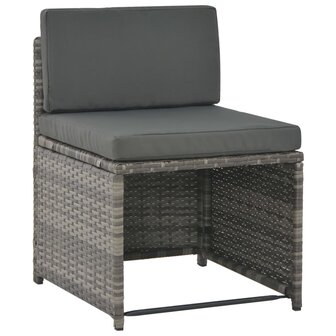 7-delige Tuinset met kussens poly rattan grijs