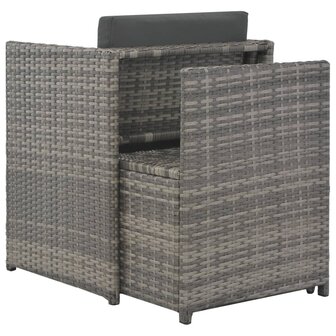 7-delige Tuinset met kussens poly rattan grijs