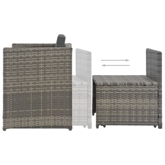 7-delige Tuinset met kussens poly rattan grijs