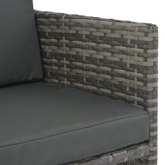 7-delige Tuinset met kussens poly rattan grijs