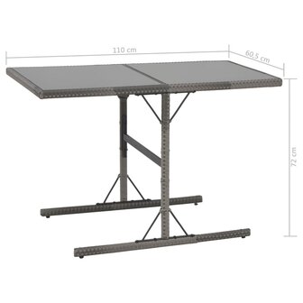 7-delige Tuinset met kussens poly rattan grijs