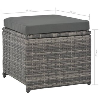 7-delige Tuinset met kussens poly rattan grijs