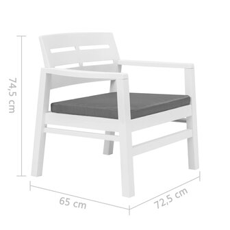 3-delige Loungeset kunststof wit