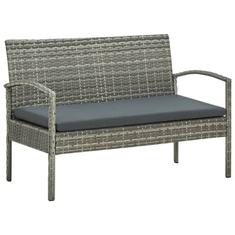 4-delige Loungeset met kussens poly rattan grijs