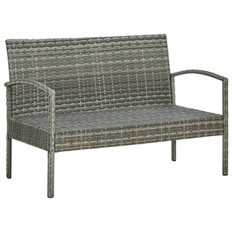 4-delige Loungeset met kussens poly rattan grijs
