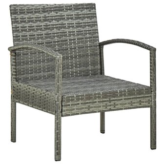 4-delige Loungeset met kussens poly rattan grijs