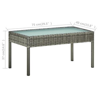 4-delige Loungeset met kussens poly rattan grijs