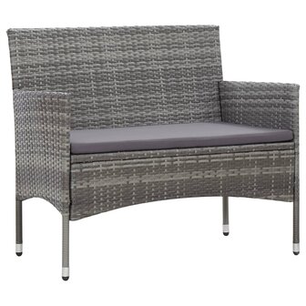 4-delige Loungeset met kussens poly rattan grijs