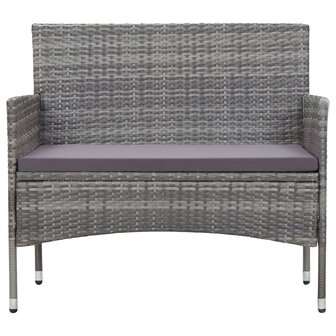 4-delige Loungeset met kussens poly rattan grijs