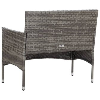 4-delige Loungeset met kussens poly rattan grijs