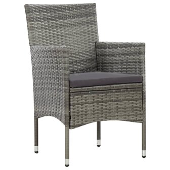 4-delige Loungeset met kussens poly rattan grijs