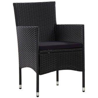 4-delige Loungeset met kussens poly rattan zwart