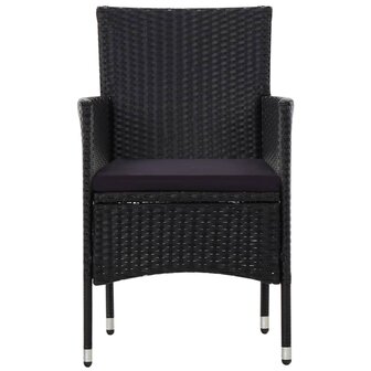 4-delige Loungeset met kussens poly rattan zwart