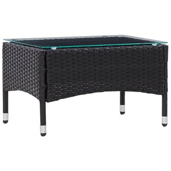 4-delige Loungeset met kussens poly rattan zwart
