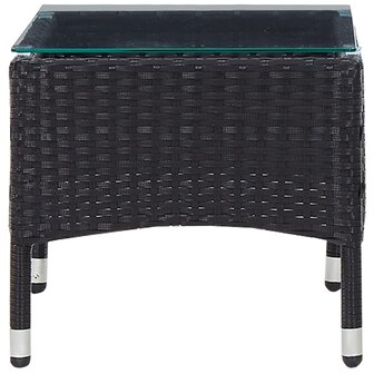 4-delige Loungeset met kussens poly rattan zwart