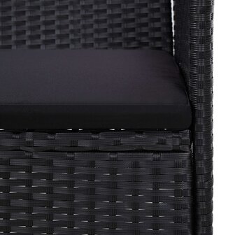 4-delige Loungeset met kussens poly rattan zwart