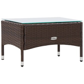 4-delige Loungeset met kussens poly rattan bruin