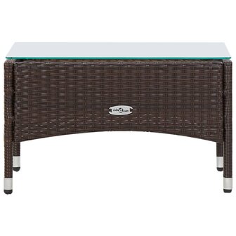 4-delige Loungeset met kussens poly rattan bruin