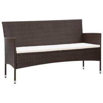 4-delige Loungeset met kussens poly rattan bruin