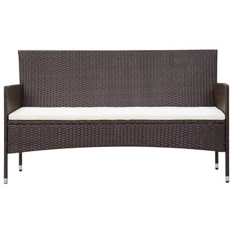 4-delige Loungeset met kussens poly rattan bruin